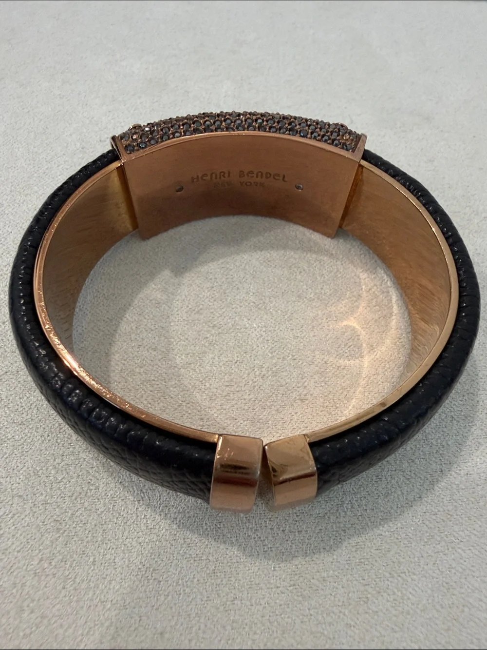 henri bendel Rose Gold-Tone Cuff with Black Crystal Pavé